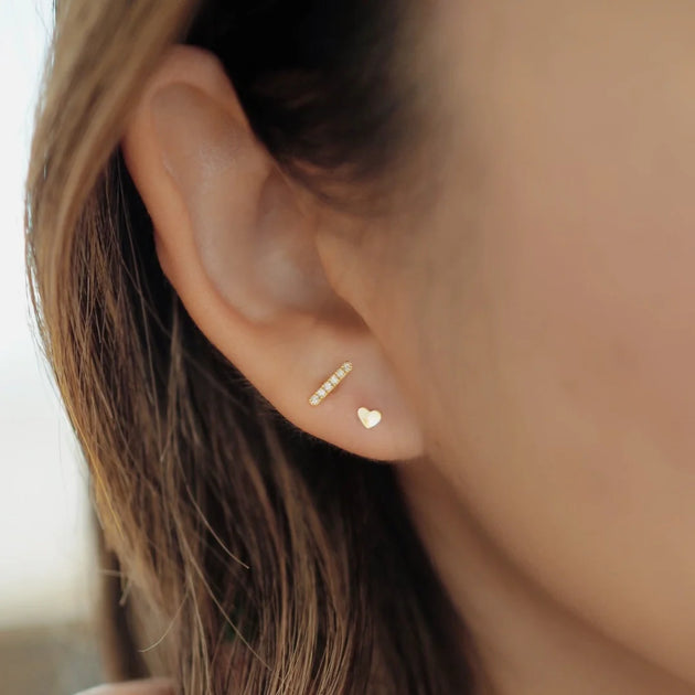 Mini Heart Studs - Sterling Silver